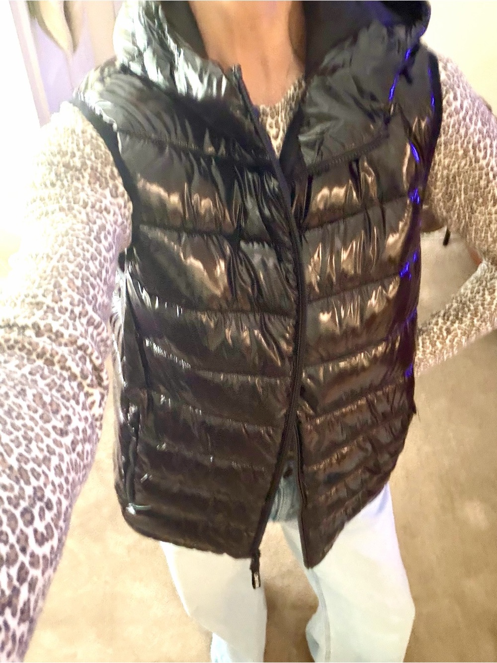 Calvin Klein Black Shiny Quilted Vest NWT - Picture 5 of 6